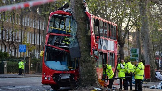 London bus crash: Two people critically injured