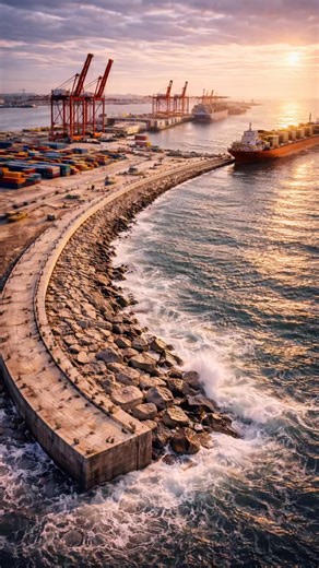 Building a Mega Sea Wall & Harbor | Coastal Engineering Transformation #satisfying #shorts