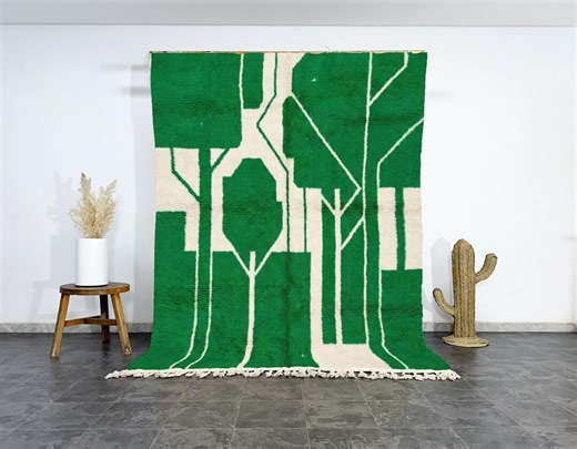 Forest Motif Moroccan Wool Rug Berber Area Rug - Etsy