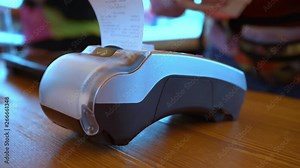 POS terminal for electronic money. Virtual Wallet. Checkout store, cafe. Contactless payment. Mobile payments. Payment for purchases with a mobile phone with NFC technology. Stock Video