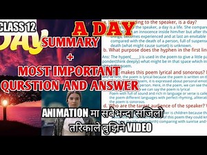 A Day Class 12 Story Summary + Important Queation And Answer (in pictorial and video form)