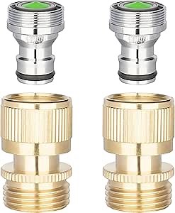 WHK Kitchen Quick Connect Faucet Adapter, Portable Bathroom Sink Faucet Snap Adapter to Garden Hose 15/16 In.-27M or 55/64 In.-27F x3/4 inch GHT Female for Washer, Indoor Sink (2 Packs)