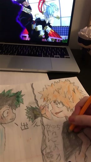 Bakugo and deku as kids drawing