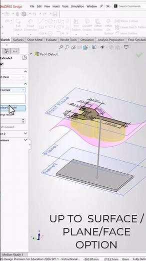 Up To Surface, Plane & Face in SolidWorks 🔥 #shortsfeed #shorts #viral