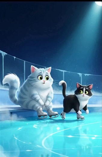 cat on ice #cats #kindness #cat #catlovers #entertainment #catvideos #catshorts #ice #iceskating