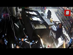 Store worker has 'close call with death' as car crashes into supermarket