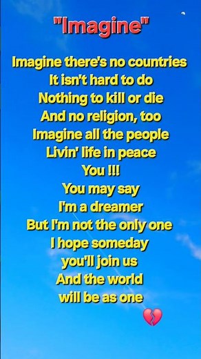 Imagine Lyrics - John Lennon #lyricvideo #imagine #johnlennon #70s #music #learn #english #song #yt