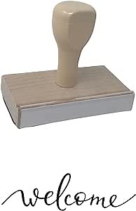 Infusion Welcome Rubber Stamp, 1 X 3'' Wood Stamp