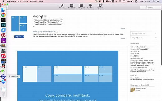 MAC系统使用Magnet软件快速排列多个任务窗口
