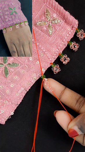 Super sleeve lace border hand work tutorial #fblifestyel #reelsvideoシ #trendingreel #stitch