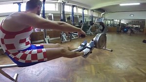 Direct connection from the feet to the handle with good posture and rotation of hips from Damir Martin CRO M1x. Look at the timing at the catch of arrival and pick up of the load. Great example of good use of the RP3 rowing machine to practice the rowing front end. | RP3 Rowing USA