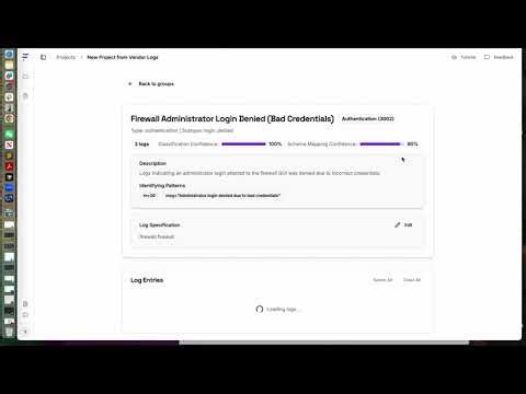 OCSF Mapping App: Create a New Project Using Mixed Log Samples