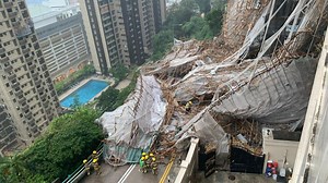 Dramatic images show Hong Kong scaffolding collapse