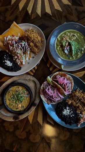 This seasonal lineup >>> And yes, they taste even better than they look. 👀 🌶️ CHICKEN & CHILE TAMALES Guajillo masa packed with chicken, smoky roja, tangy verde, garlic crema & crunchy curtido. PLUS, $1 from every order supports St. Jude Children’s Research Hospital 💛 🥣 POZOLE CHICKEN VERDE A mild green broth with hominy, tender chicken thigh, avocado, radish, curtido, cilantro & lime. 🌮 TACOS MOLCAJETE de RIBEYE Thin-sliced ribeye with griddled Monterey Jack, roasted molcajete salsa, pickl