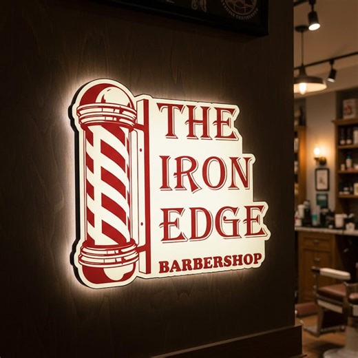 Custom Barbershop LED Light Box | Vintage Barber Pole Sign | Personalized Barber Shop Wall Decor | Logo Light Sign - Etsy
