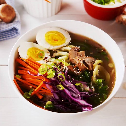 Zoodle Ramen is the cozy winter soup that won't weigh you down. Full recipe: http://dlsh.it/zPw8n5I | Delish