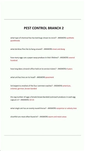 PEST CONTROL BRANCH 2 QUESTIONS AND ANSWERS 20247