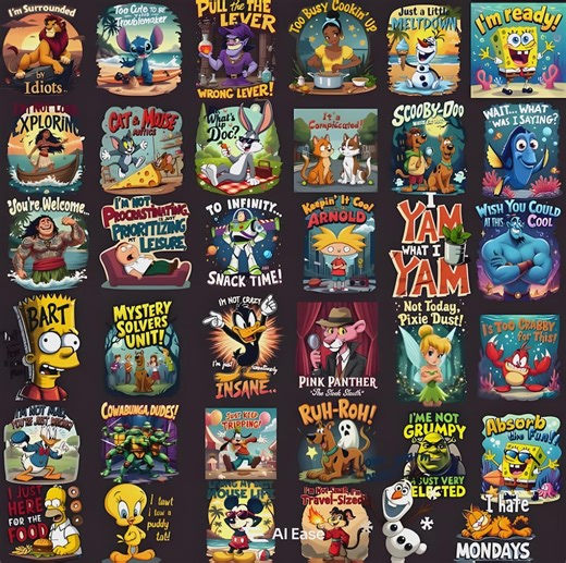 180  Cartoon T-shirt PNG and SVG Bundle Files | Kids Character Designs | Funny Cartoon Sublimation Art | Digital 300 DPI Printable Files - Etsy UK