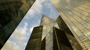 Time lapse of modern corporate business office building exterior view