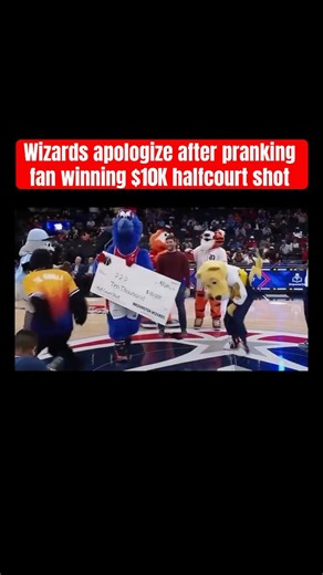 Wizards apologize after pranking fan winning $10K halfcourt shot #shorts