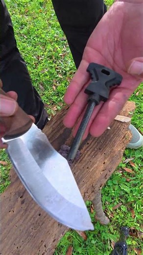 🔥 Bushcraft Skills: Shirt Lint? Fire !! #camping #survival #emergency #outdoors