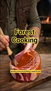 Perfect Tomahawk Steak Cooking | Ultimate BBQ Glaze Finish - Primitive Survival #shorts