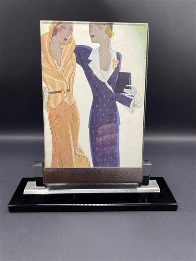 Art Deco 1930s/1940s Metal Photo Frame With Black Opaline Base - Vintage Modern Antiques Frame - Etsy
