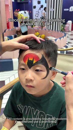 Turning this little face into a mini superhero! 🦇✨