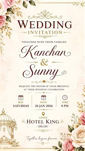 Wedding Invitation Card with video animation and sound | Looks so Nice and elegant | shorts