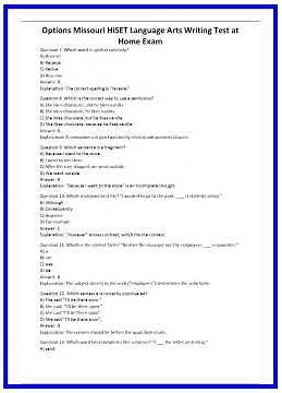 Options Missouri HiSET Language Arts Writing Test at Home Exam 636x882