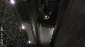 upping elevator lift view inside elevator shaft technology and industrial concept footage