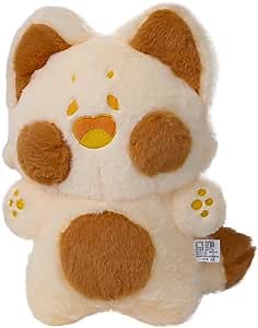 BOILPC Cat Plush Pillow, Cute Red Panda Bear Doll, Doodle Meow Toy, Cartoon Soft Stuffed Kitten Pillow Doll Toy Children Boys Girls Gifts (Beige, 16'')
