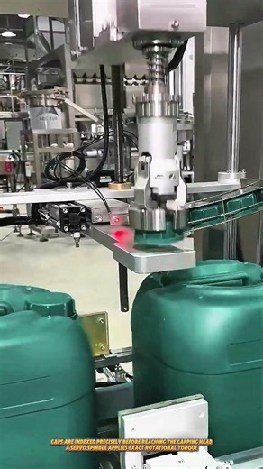 Servo Capping Machine Locks 5 Liter Industrial Jerrycan Caps with Controlled Torque #automation