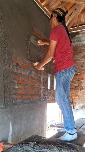 180K views · 947 reactions | plastering a red brick wall | Ksc Channel | Facebook