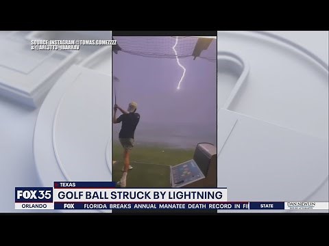 Video shows moment teen's golf ball is struck by lightning at Top Golf