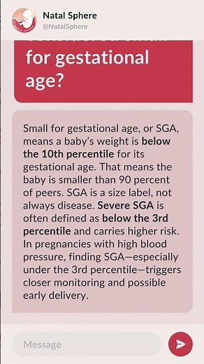 What percentile is considered small for gestational age?
