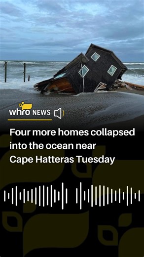 Four more homes collapsed into the ocean near Cape Hatteras Tuesday. That brings the tally of homes that have collapsed due to beach erosion in the Outer Banks so far this year to 15. All have fallen within the last month. #WHRONews #WHROPublicMedia #LocalNews | WHRO Public Media