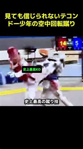 見ても信じられないテコンドー少年の空中回転蹴り