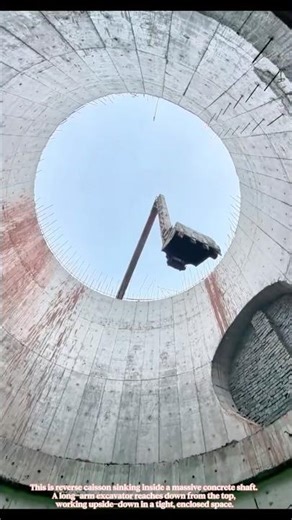 Long-Arm Excavator Working Inside a Caisson | Reverse Digging Process