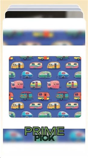 Vintage Camper Print Thick Mouse Pad With Retro Caravan