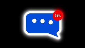 Download A blue chat bubble icon with a notification alert showing for free
