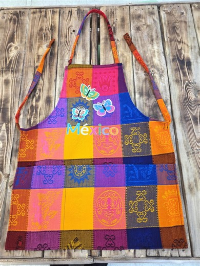 Handmade Mexican Butterfly Apron With Aztec Indian Fabric Design and 3 Front Pockets - Etsy
