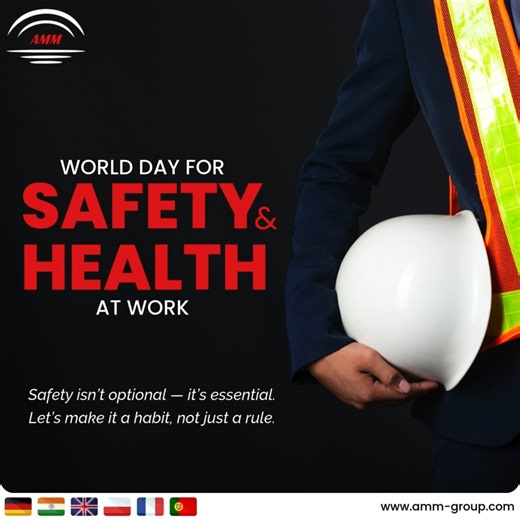 Every great idea, every breakthrough, every life saved - starts with safety. At AMM Group, safety isn’t just a policy — it’s a promise. On this World Day for Safety and Health at Work, let’s commit to making protection a practice, not just a policy. Because when safety leads, success follows. #AMMGroup #SafetyAtWork #MakeItAHabit #WorkplaceWellbeing #EngineeringSafeFutures #ITCareers #HealthcareStaffing #SafeWorkplaces | AMM Group
