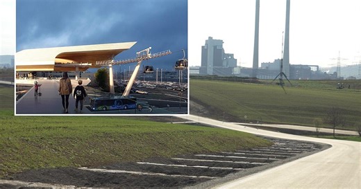 Videoflug über künftige Seilbahnstrecke auf Ipai-Baustelle in Heilbronn