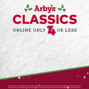 7.2K reactions · 771 shares | Arby’s Season of Feasting. $4 or less only on the app or online. Available at the North Pole and all participating locations. | Arby's | Facebook