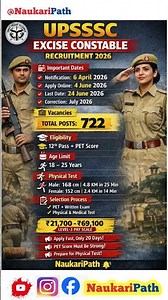 UPSSSC Excise Constable Recruitment2026🔥 722+ Vacancy| Full Details,Salary💰ApplyOnline | NaukariPath