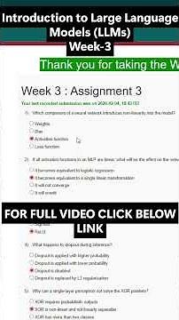 NPTEL Introduction to Large Language Models (LLMs) Week 3 Assignment Answers | noc26-cs88