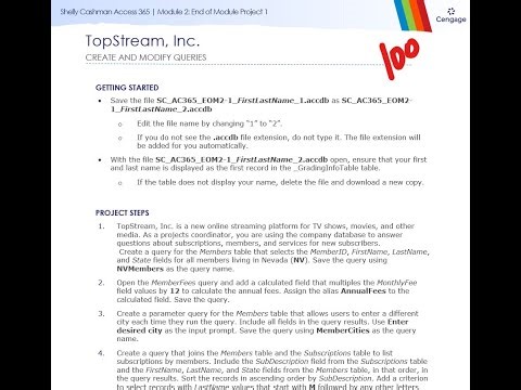 Shelly Cashman Access 365 | Module 2: End of Module Project 1