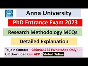 Anna University PhD Entrance Exam 2023 || Research Methodology MCQs | Detail Explanation | Lec 3