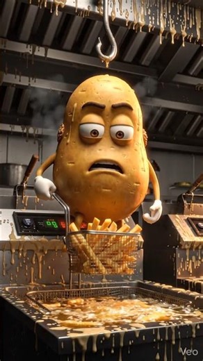Potato crying while making fries🍟#shorts #potato